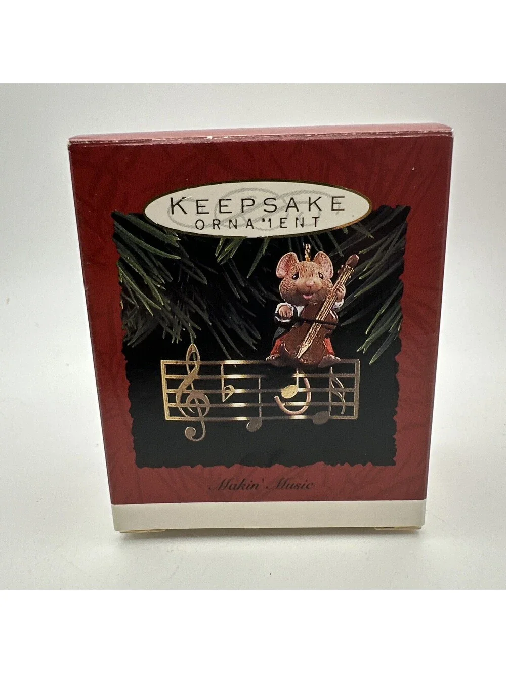 1993 Hallmark Keepsake Ornament Makin Music Brass Mouse Playing Cello Violin